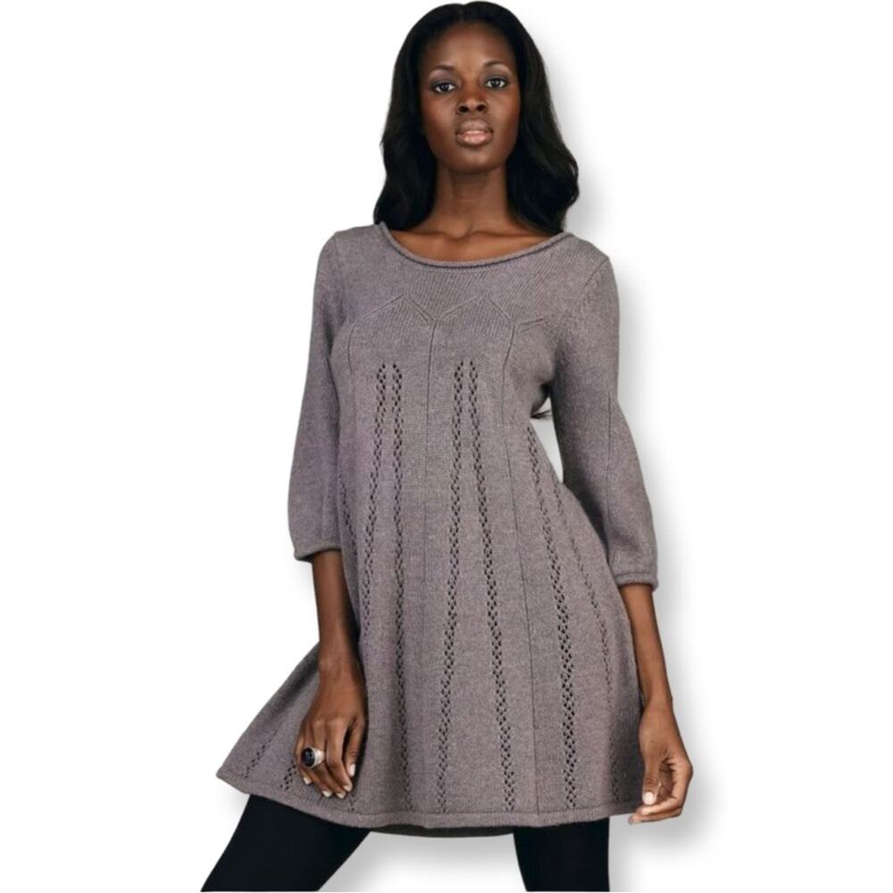 French Connection Gray Knit Baby Doll Sweater Dress Sz 6